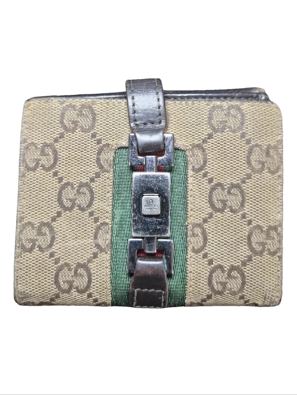 Vintage Gucci GG Wallet Push Lock Monogram Pre-Loved Supreme Jackie 1961 Compact